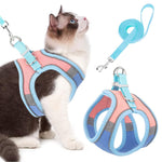 Cat Harness with 1.5m Leash, Cat Belt Adjustable Size Breathable Cat Vest Strap with Safety Reflective Strip, Cat Leash with Harness for Small Cat and Dog (M, Blue)