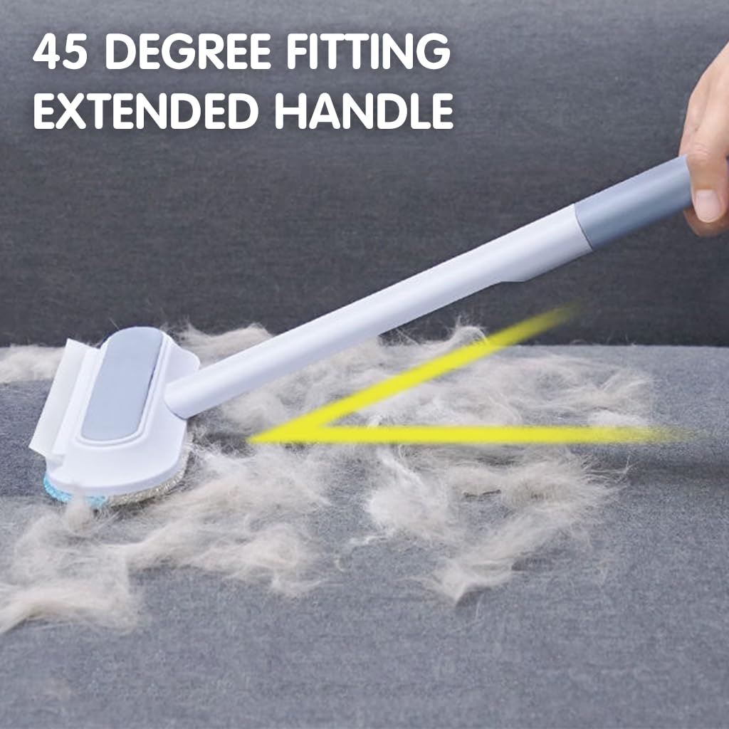 Qpets Cat Brush Dog Comb for Sofa Carpet and Couch with 45cm Long Handle | 3 in 1 Reusable Pet Hair Remover