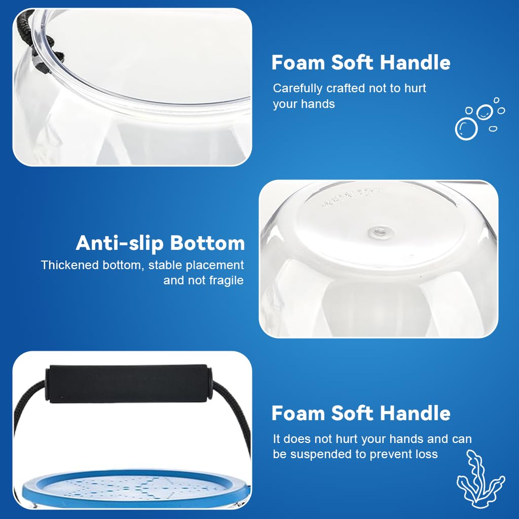 Qpets Small Betta Fish Bowl with Handle for Travel and Desktop Use | Clear PET Tank with Ventilated Lid