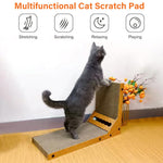 Qpets Cat Scratcher for Furniture Protection featuring 26.8 in L Shape Board with Toy Ball | Cardboard Claw Care Toy