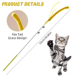 Qpets Cat Teaser Wand for Indoor Play with 19.69 in Wire & Realistic Foxtail Grass Attachment