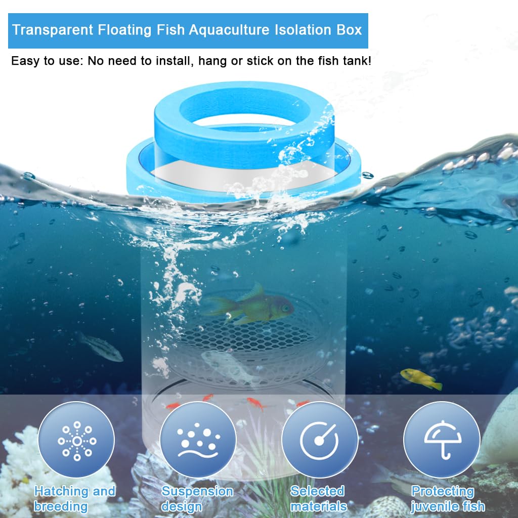 Qpets Floating Breeder Box for Fish Tank with 10cm Double Layer Design and Foam Collar | Clear Incubator for Fry Isolation