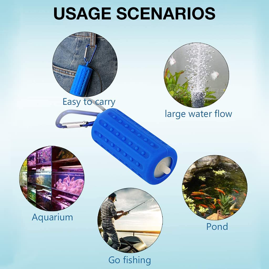 Quietest Portable Aquarium Air Pump - Air Stone and Hose Included - Low Power Usage - USB Air Pump - Air Pump for Aquarium - Aquarium Oxygen Pump