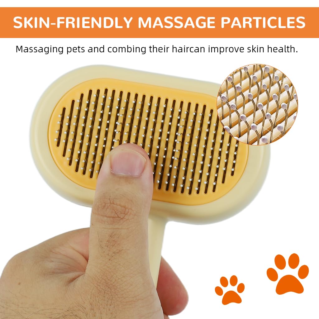 Qpets Dog Brush for Grooming with 60° Curved Bristles and Self Cleaning Slicker Head | Comfortable Grip for Cats and Dogs