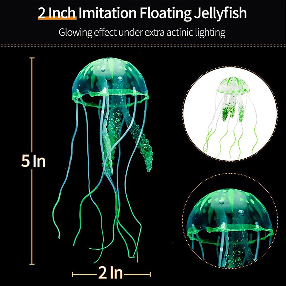 Qpets Aquarium Jellyfish Ornament for Fish Tank featuring 6PCS Floating Silicone Decor