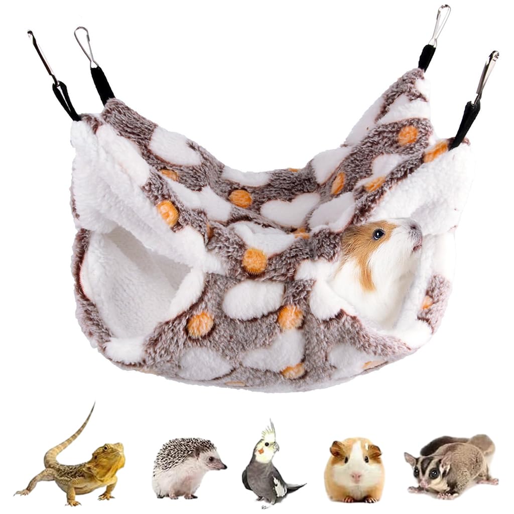 Qpets Winter Hammock Bed for Small Animals featuring Four Hooks and 34x34 cm Plush Design