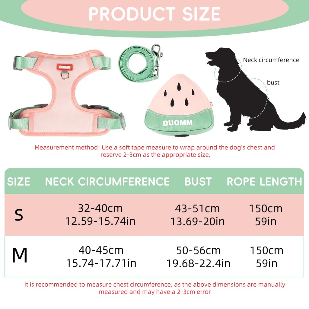 Qpets Dog Harness Vest for Small Pets featuring Removable Zipper Pouch and 4 Way Adjustment | Includes Leash 2PCS