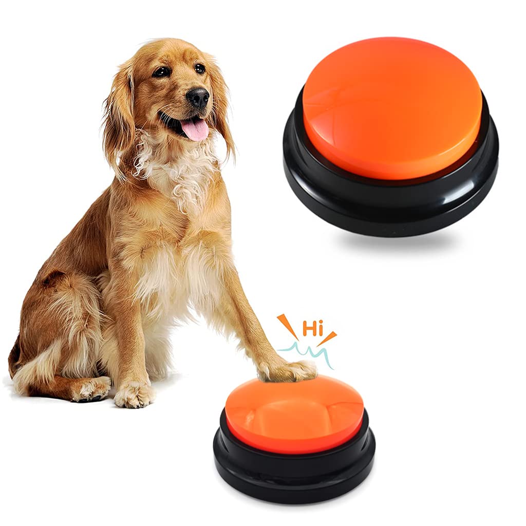 Qpets Interactive Dog Toys for Training and Communication with 30 Second Voice Recording | Orange Button