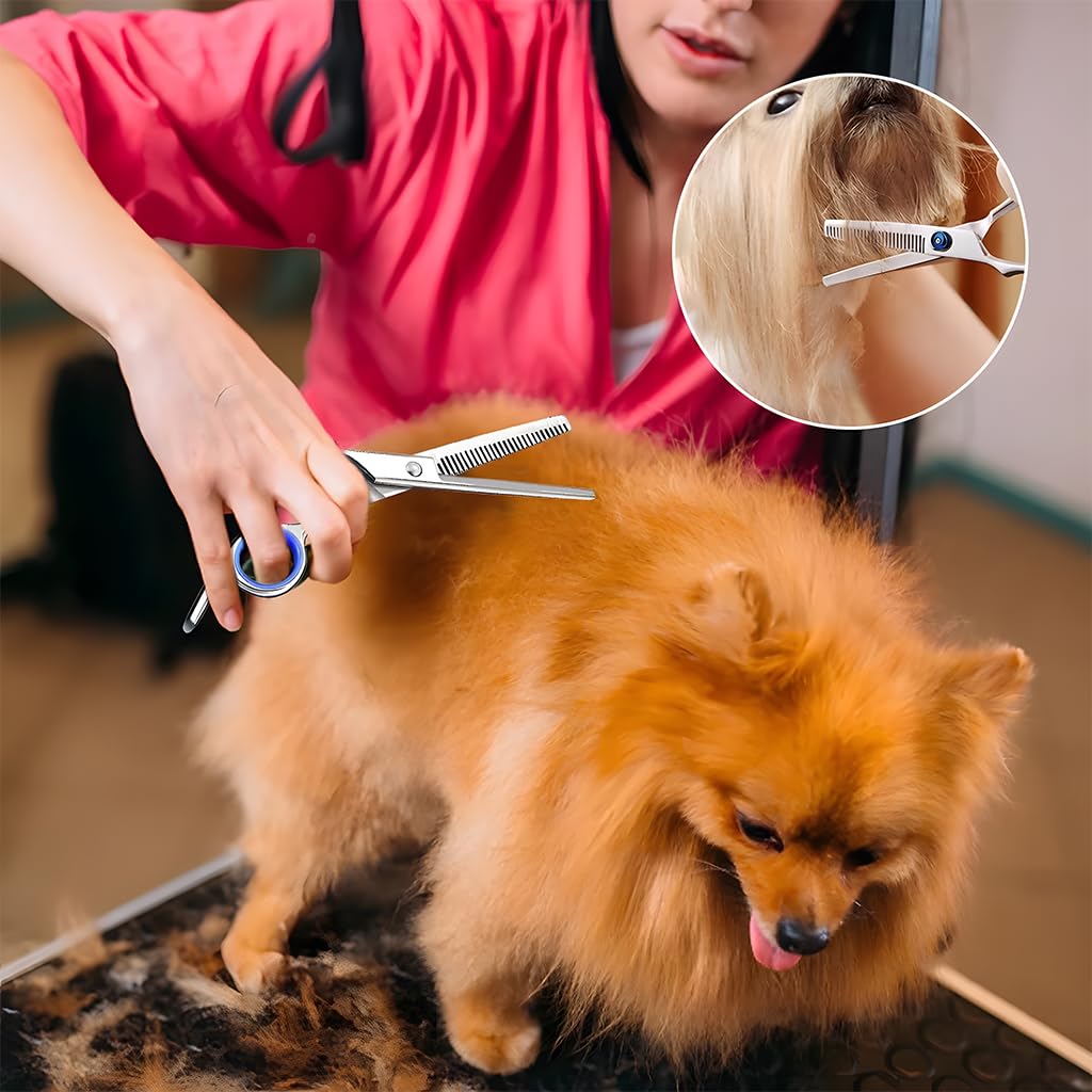 Qpets Thinning Scissors for Salon and Home Use with Ergonomic Handle & Stainless Steel Blade
