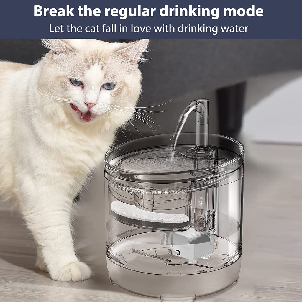 Qpets Automatic Cat Water Fountain for Pets 1.8L with Faucet Mode and 3 Layer Filter System