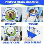 Qpets Dog Cone Collar for Post Surgery Recovery with 48–53cm Drawstring Fit and Breathable Mesh | Soft PP Frame Protection