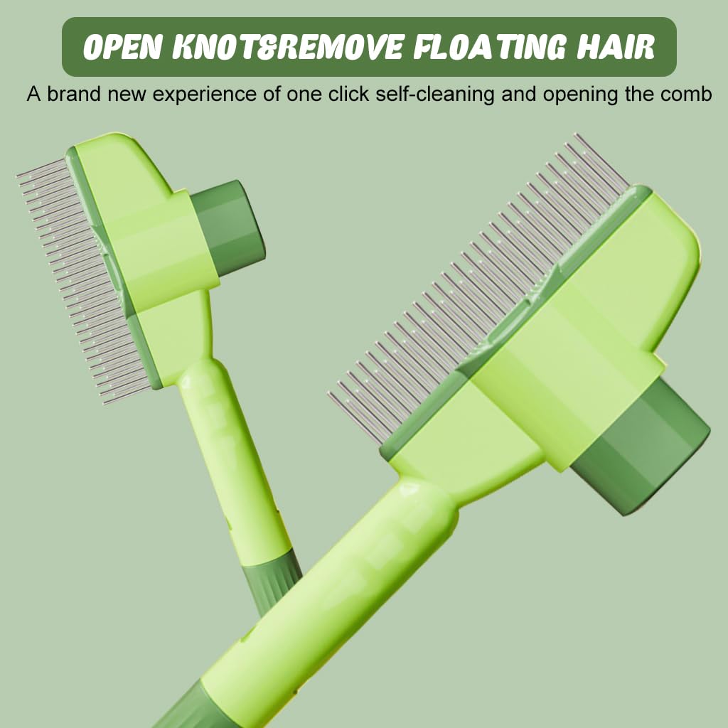 Qpets® Dog Grooming Brush Steel Slicker Brush Dog Hair Brush Dog Comb Cat Hair Brush Self Cleaning Slicker Brush Remove Mat Shedding and Grooming Brush for Pet Hair Brush for Pet