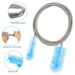 Qpets Dual Head Pipe Cleaning Brushes for Aquarium and Drain | 61 in Flexible 304 Stainless Steel Core