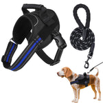 Qpets® Dog Harness, Pet Harness with Handle Service Dog Vest Harness with 1.5m Dog Leash, 360 Degree Safety Reflective Strips Design Adjustable Vest Harness (Within 25-30KG)