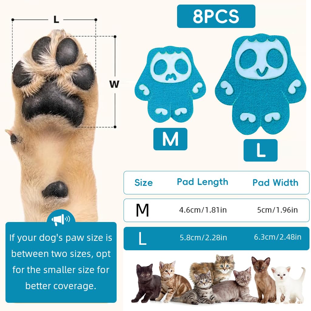 Qpets Dog Paw Protector Pads for Walking with Silicone Nubs 8Pack 63x58mm | Self Adhesive