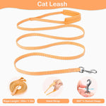 Qpets Cat Harness with 1.5m Leash featuring Adjustable Breathable Vest and Reflective Strip for Small Cats | Orange 3PCS