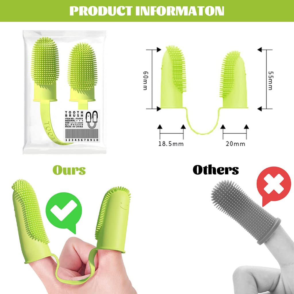 Qpets Two Finger Dog Toothbrush for Teeth Cleaning with Soft TPU Sleeve and Densed Bristles | Gentle Dental Care for Puppies and Cats