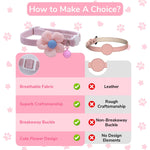 Qpets Cat Collar for Everyday Wear with Safety Buckle and Bell | Adjustable Pink Flower Design
