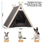 Qpets Dog House Cat Bed for Small Pets 23×21.6×24.8 in with Pine Poles and Cushion | Indoor Outdoor Use