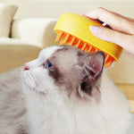 Qpets Cat Steam Brush for Pet Grooming with USB Rechargeable Design and Soft Bristles | Yellow