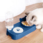 Qpets Cat Dog Feeding Bowl for Small Pets with Auto Refilling Water System 28x15x20 cm