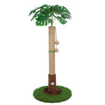 Qpets® Cat Scratching Post for Indoor Cats and Kitten - 35.43" Tall Scratching Post with Sisal Rope, Palm Tree Scratch with Hanging Ball-Brown