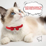 Qpets® Cat Collar, Adjustable Cat Belt, Strong Breakaway Buckle Cat Collar with Bell, Velvet Neck Strap Cats Collar Soft Plush Collar Cat Gift (Total Length 36CM/14.17in)