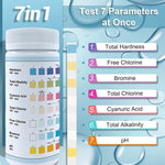 Qpets Pool Test Strips 7 in 1 for Spa and Hot Tub with 50 PET Strips | Fast 30s Results