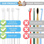 Qpets Dog Toothbrush Kit for Small Dogs with 5 Brushes featuring Silicone Finger Brush | Gentle Oral Care
