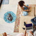 Qpets Cat Bed for All Season Use featuring Adjustable Drawstring Edge and Soft Cotton Cushion