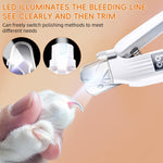 Qpets Electric Pet Nail Grinder with Dual LED Lights & Quiet ≤35dB Motor | USB Rechargeable Clipper for Dogs and Cats