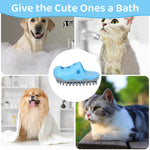 Qpets Pet Bathing Brush for Dogs and Cats with Rotatable Handle and Massage Nubs | Silicone Grooming Tool