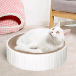 Qpets Cat Scratching Stool for Play and Rest with Teaser Ball | 40×40×10 cm Hard Cardboard Bed