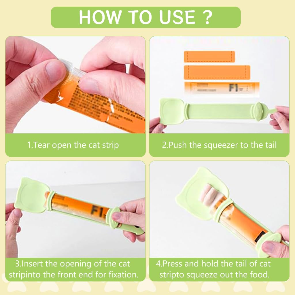 Qpets Cat Treat Feeding Spoon for Soft and Moist Snacks with Built In Sliding Squeezer | Food Grade BPA Free Silicone Portable Design