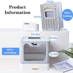 Qpets Cat Litter Box for Large Cats with Pull Out Drawer and Odor Door | 51x41x38cm Grey