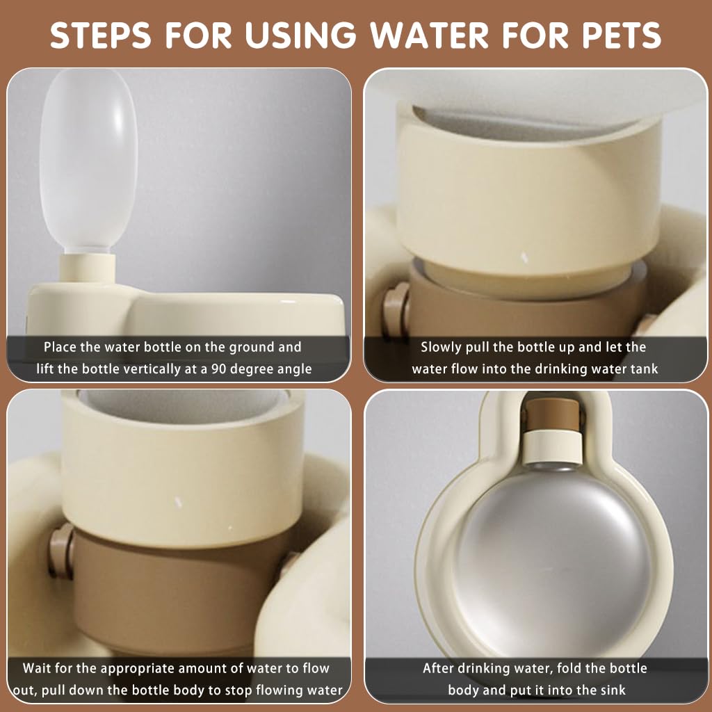 Folding Pet Water Dispenser 350ml Portable Gravity-Fed Leak Proof Design Food Grade PP Transparent Fashion Material Water Bottle with Drinking Cup for Dog, Cat