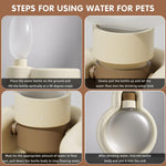 Folding Pet Water Dispenser 350ml Portable Gravity-Fed Leak Proof Design Food Grade PP Transparent Fashion Material Water Bottle with Drinking Cup for Dog, Cat