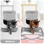Qpets Cat Litter Box Mat 50x80cm for Trapping Litter with Waterproof Non Slip PVC Surface | Pink Cartoon Cat Claw Design