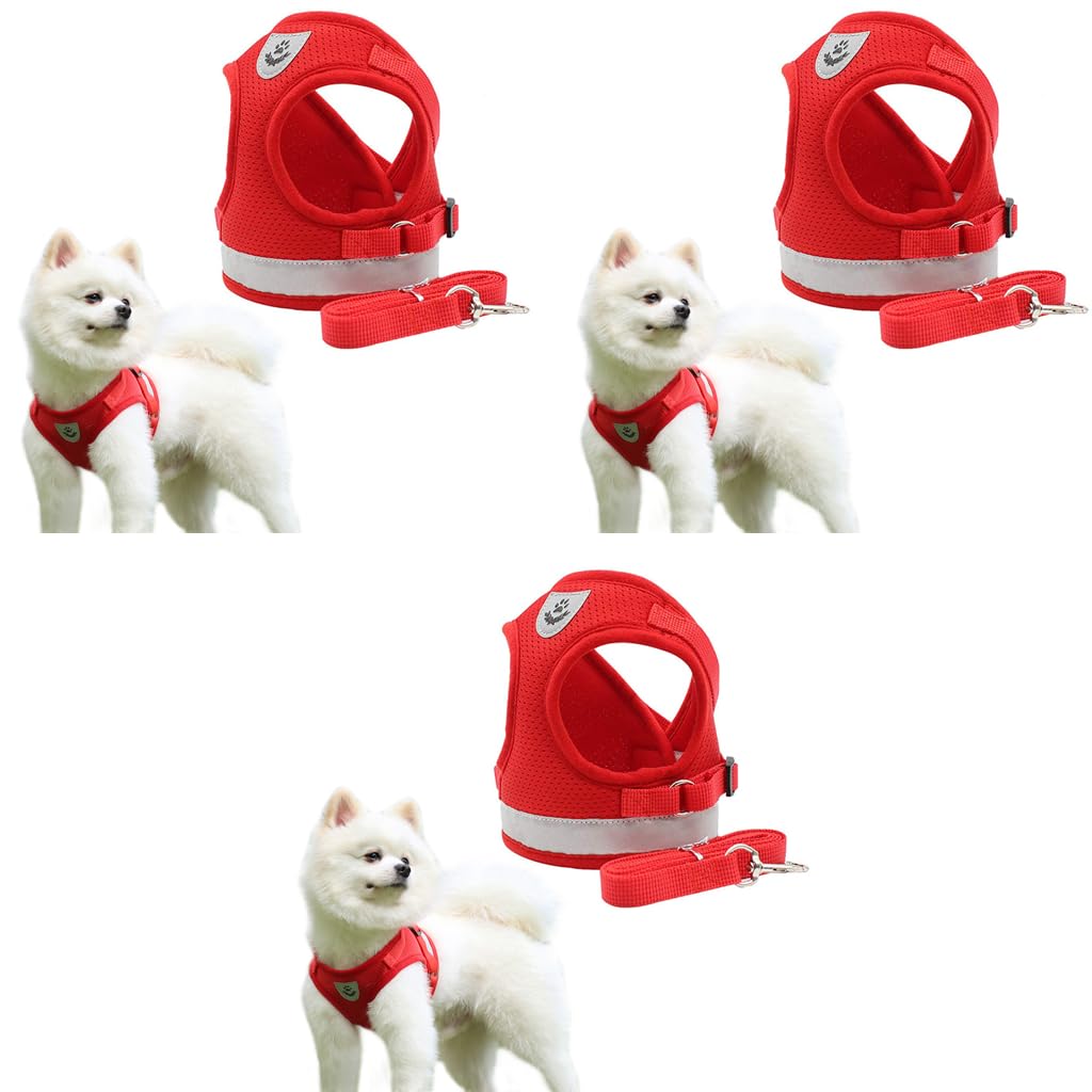 Qpets Dog Harness for Large Dogs with 1.2m Leash featuring Reflective Strips and Mesh Fabric