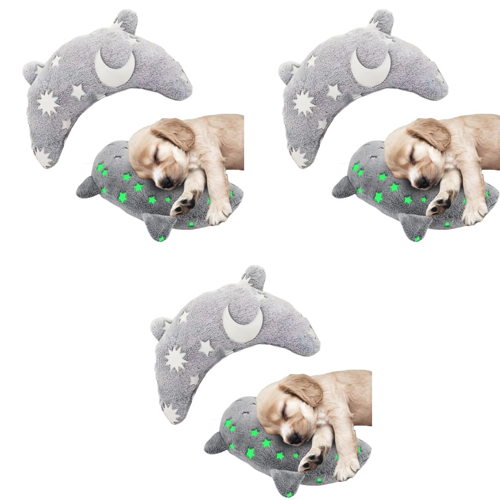 Qpets Pet Pillow for Cats and Dogs with Glow in the Dark Star Design 24x20cm 3pcs | Soft Plush Cushion for Comfortable Sleep
