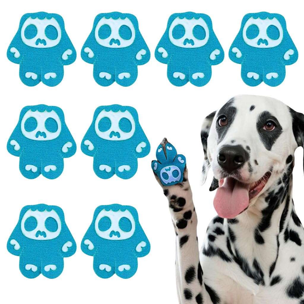 Qpets Dog Paw Protector Pads for Walking with 8Pack 50x46mm Size and Silicone Nubs | Water Resistant Self Adhesive Pads for Senior Dogs