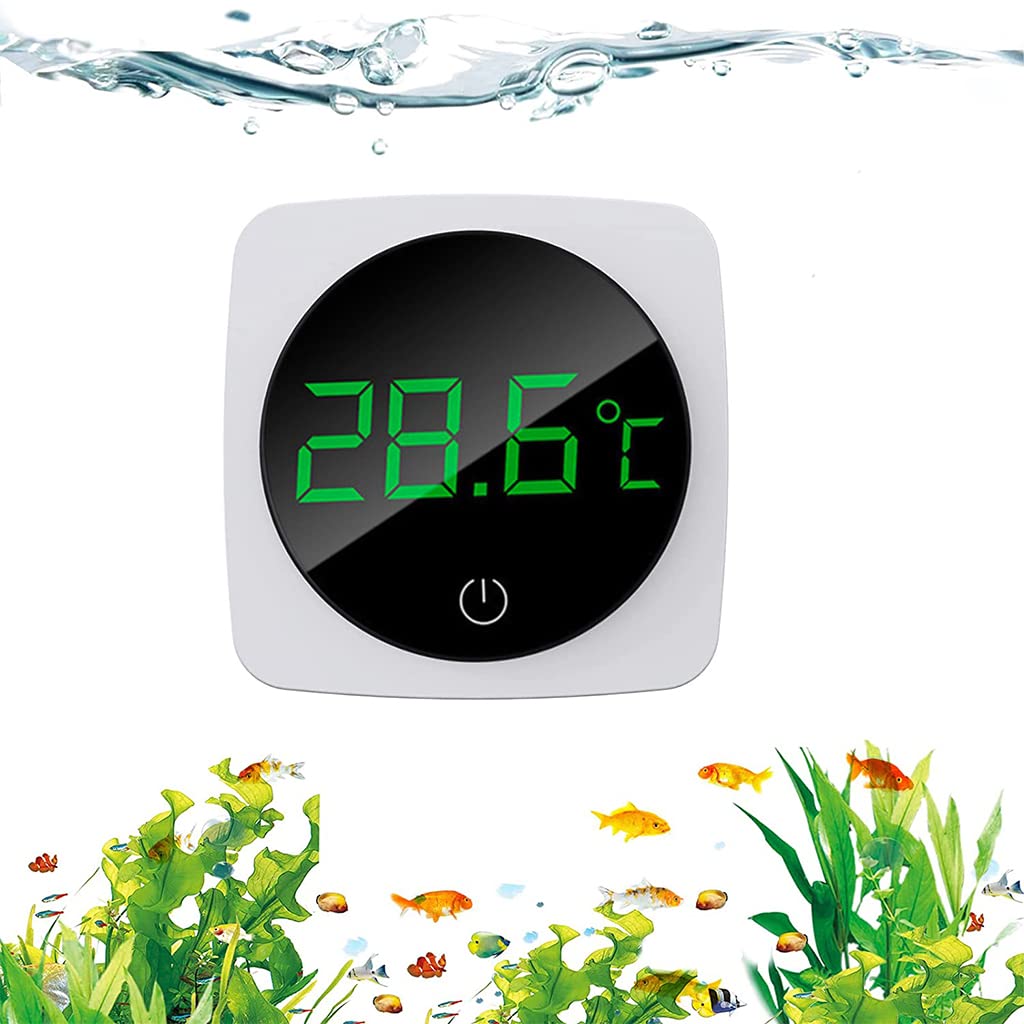 Wireless LED Aquarium Thermometer, Accurate Water Thermometer Sensor Stick-on Thermometer for Aquariums, Real Time Temperature Sensing Temperature Meter for Aquariums, Terrarium