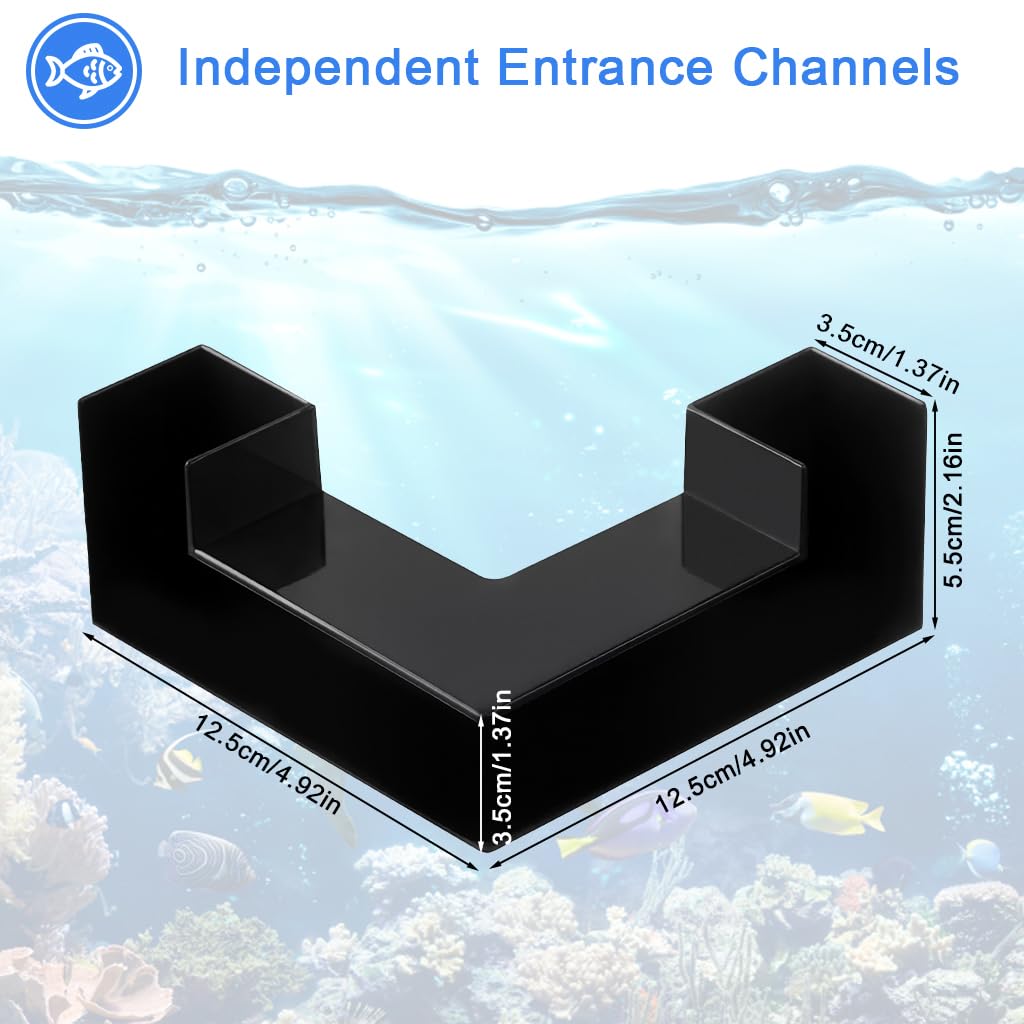 Qpets Aquarium Hideout Cave for Betta & Shrimp with 90° L Shape Corner Design | 4.92x4.92x2.16 in Non Toxic Resin Shelter