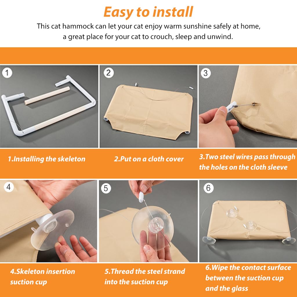 Cat Bed, Cat Hammock 30 * 54cm Cat Hammock Cozy Cat Hammock with Upgrade Safe Suction Cup, Cat Hammock for Resting Napping Cat Hanging Hammock on Wall, Window, Balcony, Bedroom