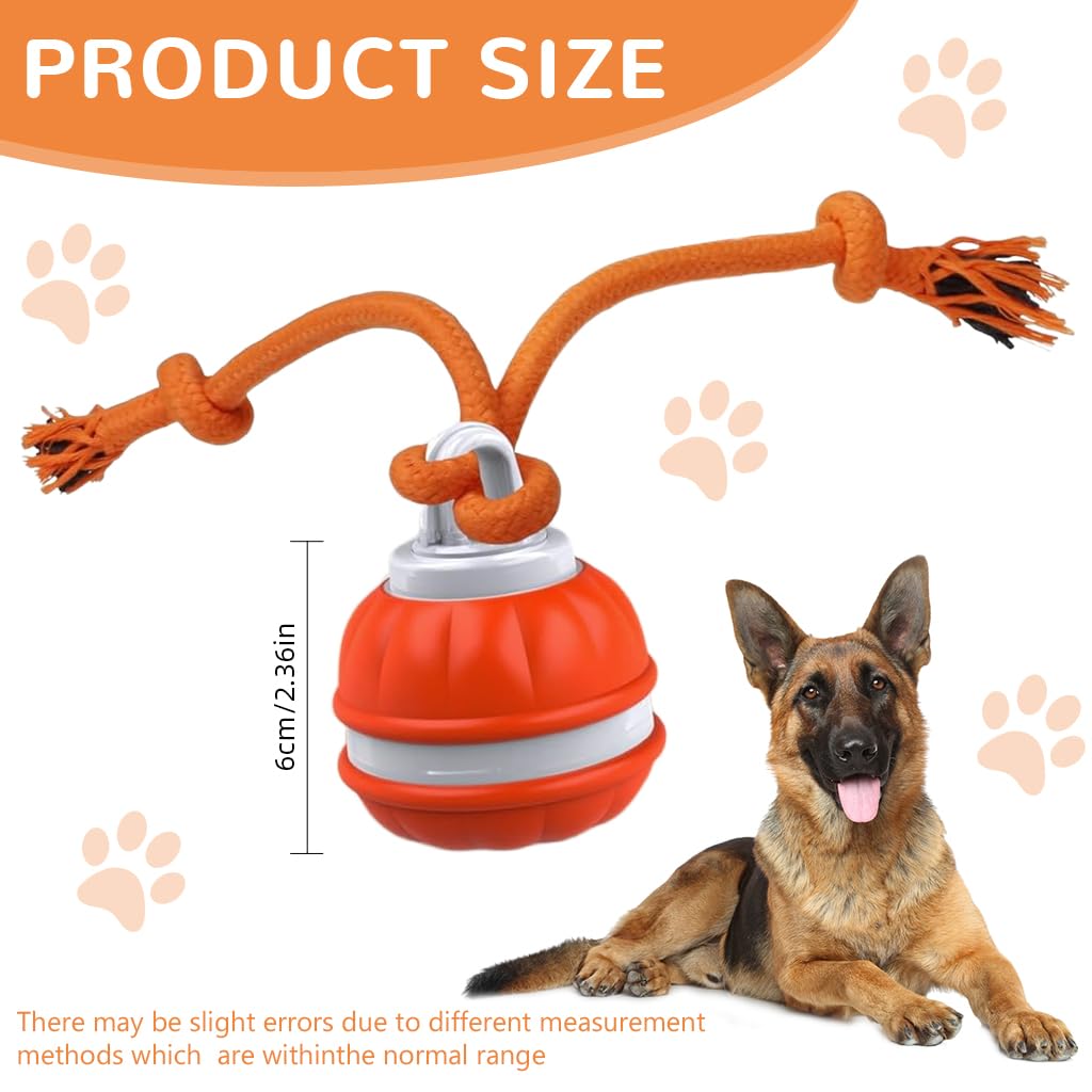 Qpets Auto Rolling Pet Ball Toy with LED Light & Birdsong featuring 360° Motion | USB Rechargeable Silicone for Indoor Play