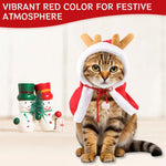Qpets Christmas Cat Clothes for Parties with Adjustable Drawstring Hat and Soft Plush | Neck 37 cm