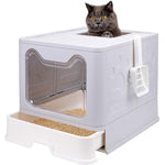Oversized Enclosed Cat Litter Box with Odor Door, Foldable cat Litter Tray, Drawer Design Litter Box for Cats Large Size Anti Spill Easy to Clean Up(51*41*38CM)