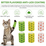 Qpets Pet Crepe Bandage for Injury Recovery with Bitter Anti Lick Coating and 2.95 in x 14.76 ft Rolls | Self Adhesive Stretchy Non Woven Wrap