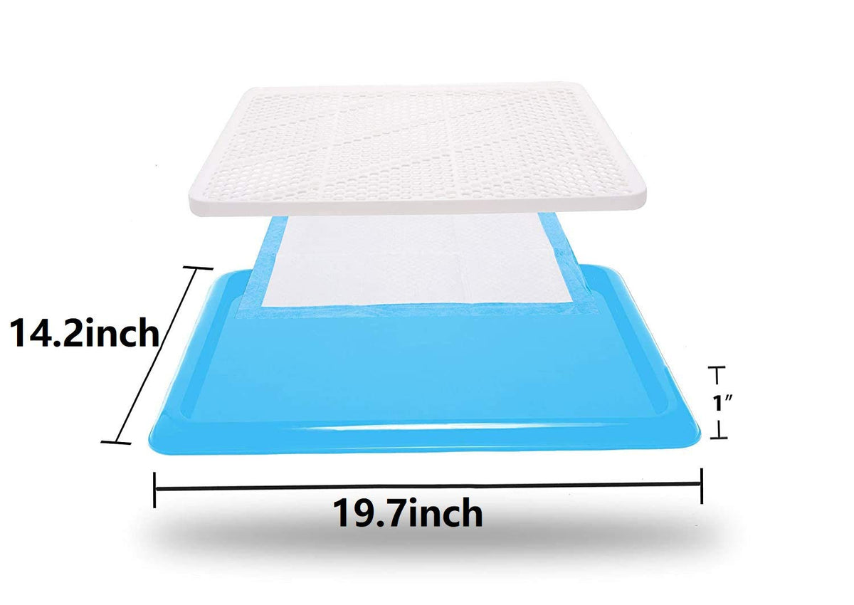 Qpets Dog Potty Tray for Indoor Training featuring Removable Mesh Grate and 19.7x14.2in Plastic Design | Blue