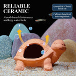 Qpets Turtle Hideout Cave for Aquarium with 13×10×6.7 cm Spacious Interior | Handmade Natural Terracotta Shelter for Fish and Shrimp